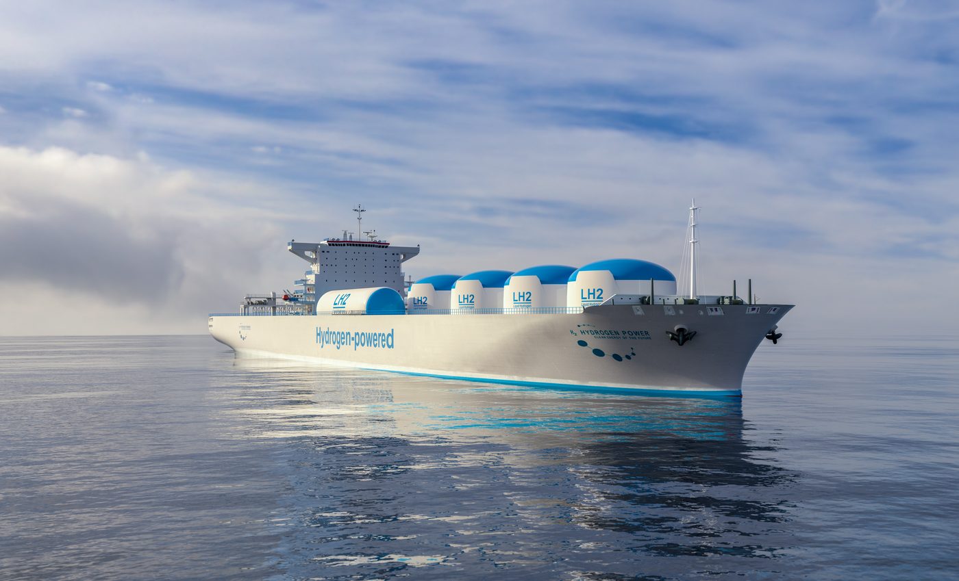 A vessel at port representing sustainable maritime logistics